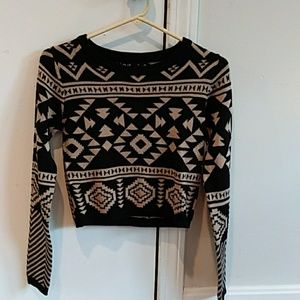Tribal print crop sweater
